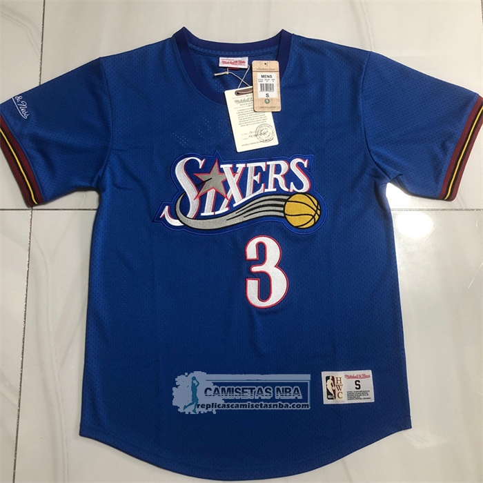 Camiseta Manga Corta Philadelphia 76ers Allen Iverson NO 3 Azul
